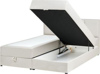 Beliani Cama Continental Con Almacenaje De Tela 160 X 200 Cm Blanco Crema Baronet