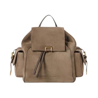 Brunello Cucinelli Suede Backpack - female - Brunello Cucinelli - Backpacks - Brown - ONE SIZE - Bags