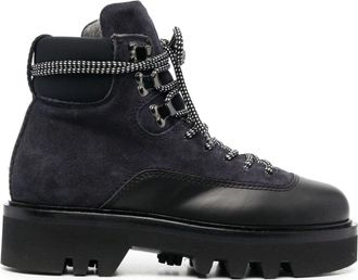 Furla Grey Rita Rugged Hiking Leather Ankle Boots