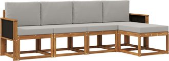 vidaXL Conjunto De Sof&aacute;s De Exterior 5 Uds. Natural Y Gris Claro Vidaxl