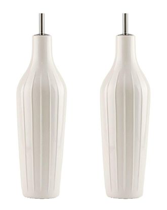 10 Strawberry Street Embossed Round Ribbed Oil & Vinegar Cruet Set