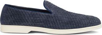Doucal's Blauwe Slip-On Loafers met amandelvormige neus - Heren - Loafers - Blauw - 45 EU - Leer - Schoenen