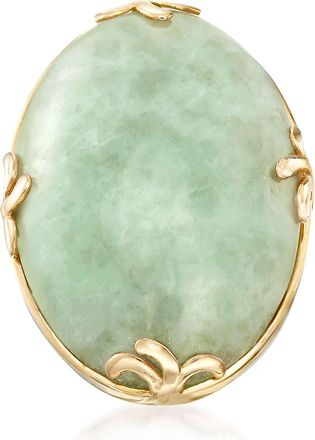 Ross-Simons 30x20mm Jade Ring in 18kt Gold Over Sterling