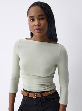 Twik Womens 3/4-sleeve boat-neck Tee Shirt