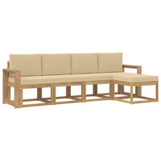 vidaXL Conjunto De Sof&aacute;s De Exterior Con Coj&iacute;n 5 Pcs Y Beige Vidaxl