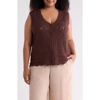 T Tahari Open Stitch Sweater Vest in Cocoa Bean at Nordstrom Rack, Size 1 X
