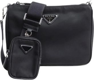 Prada Pre-owned Cross Body Bags, female, Black, Size: ONE SIZE Pre-owned Vintage Pouch Shoulder Bag
