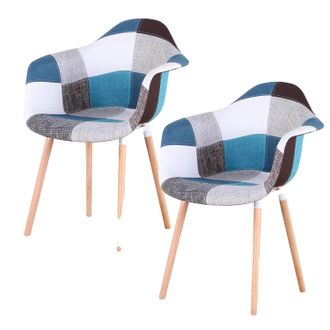 OEM Silla De Comedor, Asiento De Tela, Patas De Madera, Azul