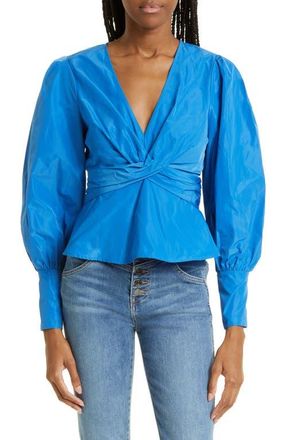 Veronica Beard Seema Twist Front Taffeta Blouse in Bluebell at Nordstrom, Size 0