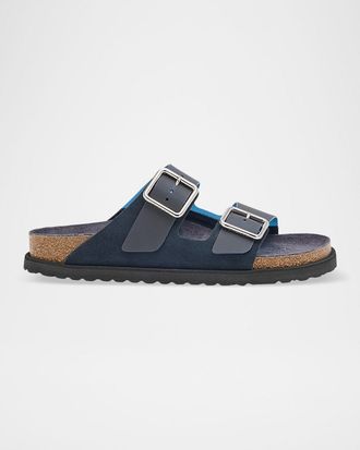 Birkenstock Arizona Suede PVC Dual-Buckle Slide Sandals