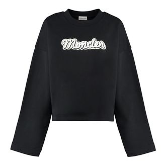 Moncler Sweatshirts, female, Black, Size: S Ribbed crew-neck sweatshirt in cotton blend