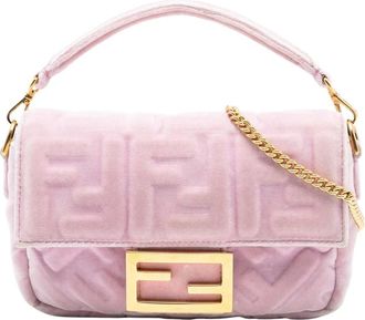 Fendi Pre-owned Velvet Baguette Bag - Dames - Vintage Schoudertas - Roze - ONE Size - Vintage