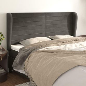 vidaXL Cabecero Con Orejas De Terciopelo Gris Oscuro 183x23x118/128 Cm Vidaxl