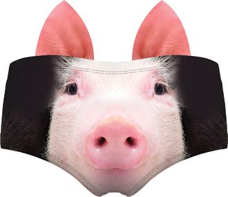 Generic Flirty Womens Animal Tail Underwear with 3D Printed Cute Ears Novelty Briefs Idea Womens Culottes White Seamless Knickers For Women Ladies Pants Size 