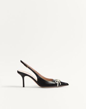 Valentino Garavani D&eacute;collet&eacute; Slingback Bepointy In Vernice E Capretto 80Mm Donna NERO/AVORIO 35.5