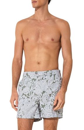 Reiss Fallow Floral Side Adjuster Swim Trunks in Sage Green at Nordstrom, Size Xx-Large