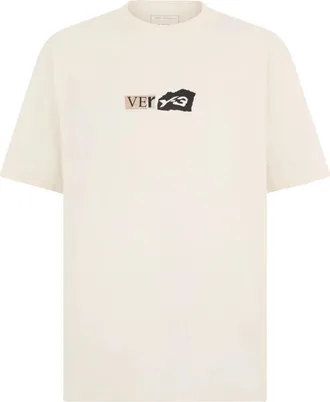 Yohji Yamamoto Katoenen T-shirt met print - Heren - T-shirts - Wit - M - Katoen - Tops