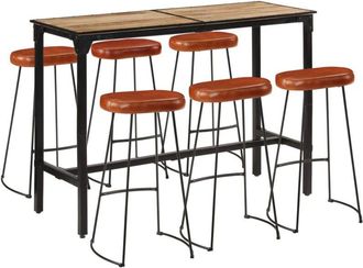 vidaXL vidaXL 7 Piece Bar Set Solid Rough Wood Mango and Metal