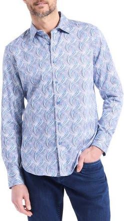 Robert Graham Long Sleeve Button Front Shirt in Blue Multi at Nordstrom Rack, Size Xx-Large