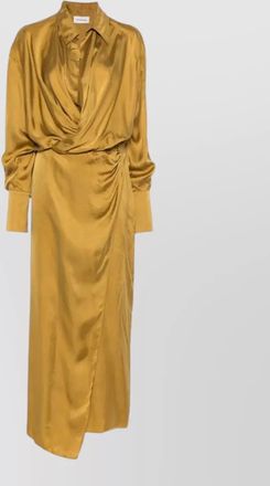 Andamane draped wrap v-neck midi dress