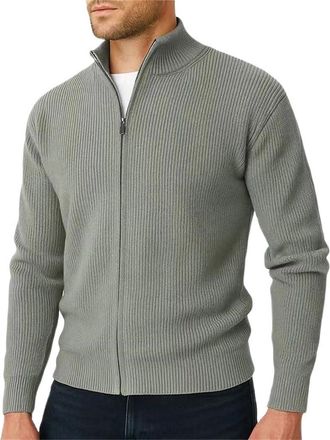 Generic Men Knit Cardigan Sweater Full Zip Thick Knitted Warm Long Sleeve Winter Casual Outerwear Jacket