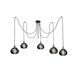 Netlighting Gemma Cluster Pendant Ceiling Light Black Gold 5x E27