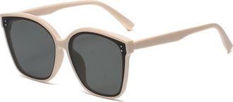 Generic Fashionable Square Large Frame Sunglasses Mens And Womens Polarized Driving Party Photo Shooting Sun Glasses(Beige)