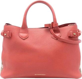 Burberry Pre-owned Handbags, female, Pink, Size: ONE SIZE Pre-owned Leather Tote