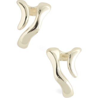 Madewell Sculptural Wraparound Double Hoop Earrings in Warm Silver at Nordstrom