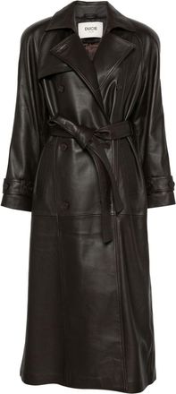 Ducie Double-Breasted Belted Leather Coat - Womens - Leather