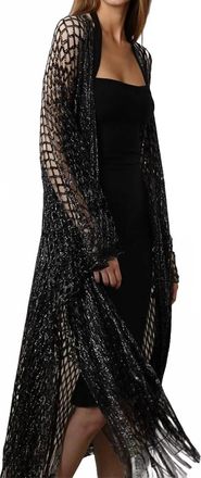 Saachi Metallic Crochet Kimono In Black Multi
