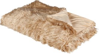 Beliani Beliani - Manta De Acr&iacute;lico Marr&oacute;n Claro 150 X 200 Cm Poli&eacute;ster Pelo Largo Dormitorio Delice