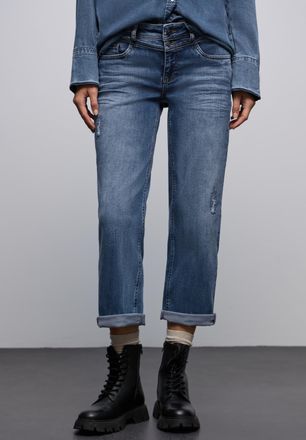 Street One Straight-Jeans STREET ONE Style STRAIGHT LEG, Damen, Gr. 28, L&auml;nge 28, mid blau authentic washed, Denim/Jeans, Obermaterial: 82% Baumwolle, 16% Polyes