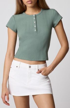 Florence By Mills Ribbed Henley Short Sleeve T-Shirt in Laurel Wreath at Nordstrom, Size Xx-Small