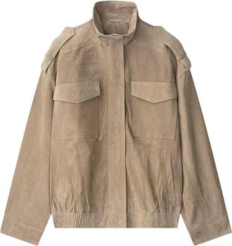 Generic Faux Leather Jacket for Women Faux Suede Standing Collar Long Sleeve Motorcycle Biker Coat With Pockets Elastic Hem Casual Trendy Fall Winter Ladies C