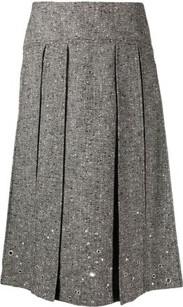 Durazzi Milano pleated mid-length skirt - women - Virgin Wool/Spandex/Elastane/Polyamide/Viscose - 38 - Grey
