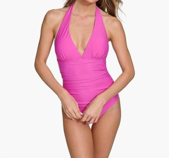 DKNY Trangle Halter One Piece Swimsuit In Carnation