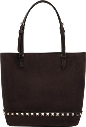 Valentino Garavani Bolso Tote Peque&ntilde;o Rockstud de Ante - Bags - Mujer - Marr&oacute;n - ONE SIZE