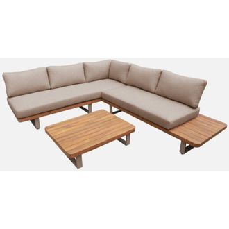 Sweeek Salotto da giardino angolare in legno di acacia e alluminio, 5 posti