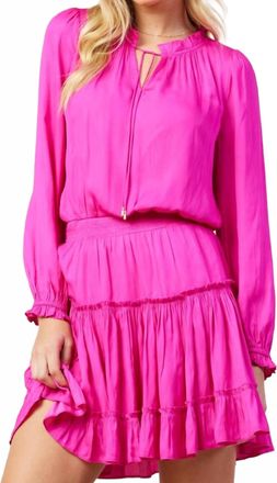 Skies Are Blue Clothing Making Waves Tiered Mini Dress In Pink