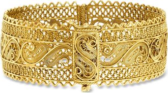 Ross-Simons 18kt Gold Over Sterling Wide Filigree Bangle Bracelet