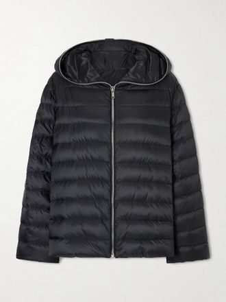 Rick Owens + Moncler Piumino Trapuntato In Shell Con Cappuccio - Nero