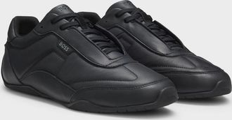 HUGO BOSS Mens BOSS Orange Jaylen Mens Leather Trainers with Logo Detail - Black 005 - Size: 12