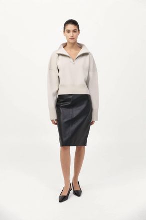 St.Agni Milano Knit Zip Jumper In Silver