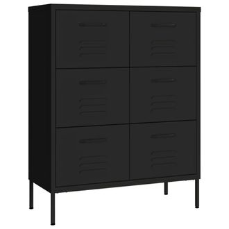 Berkfield Home Drawer Cabinet Black 80x35x101.5 cm Steel