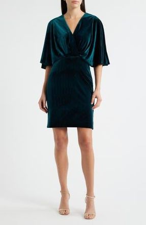 Eliza J Dolman Sleeve Velvet Sheath Dress in Hunter at Nordstrom Rack, Size 2