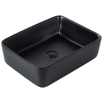 Beliani Beliani - Lavabo De Encimera Ba&ntilde;o Cer&aacute;mica Rectangular Negro Mate 49 X 38 Cm Travesia