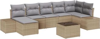 vidaXL Garden Sofa Set with Cushion 8 pcs Beige Poly rattan Vidaxl