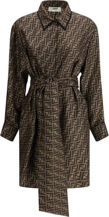 Fendi Dames, Jurken, Bruin, Maat: XS Zijde