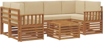 vidaXL Conjunto De Sof&aacute;s De Exterior 7 Uds. Natural Y Beige Vidaxl